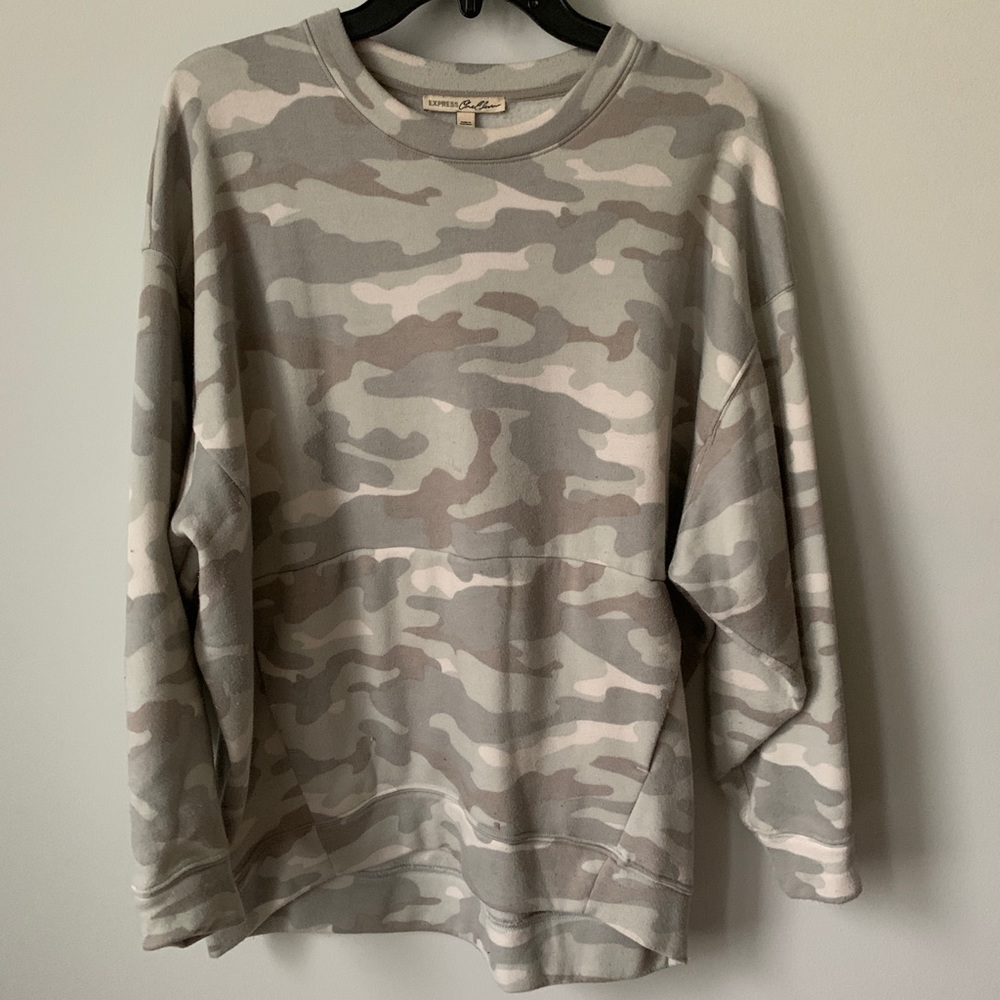 Express Oversized Camo Crewneck